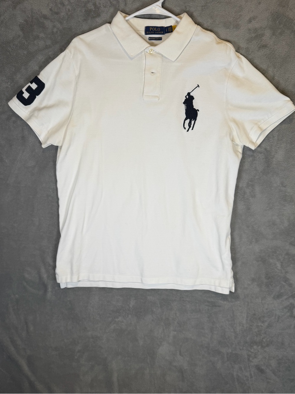 Polo by Ralph Lauren White Polo with Pony & Sleeve Number